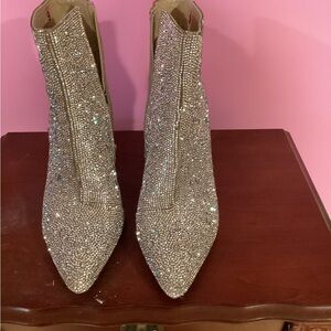 Betsy Johnson Kyla Silver Ankle Boots